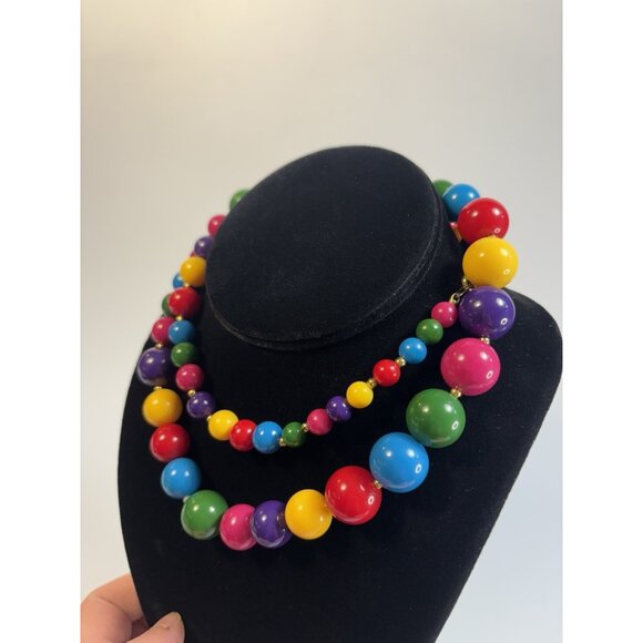 Beaded Colorful Necklace Primary Colors Beads Chunky Very Mrs Frizzle Artsy - Picture 4 of 7